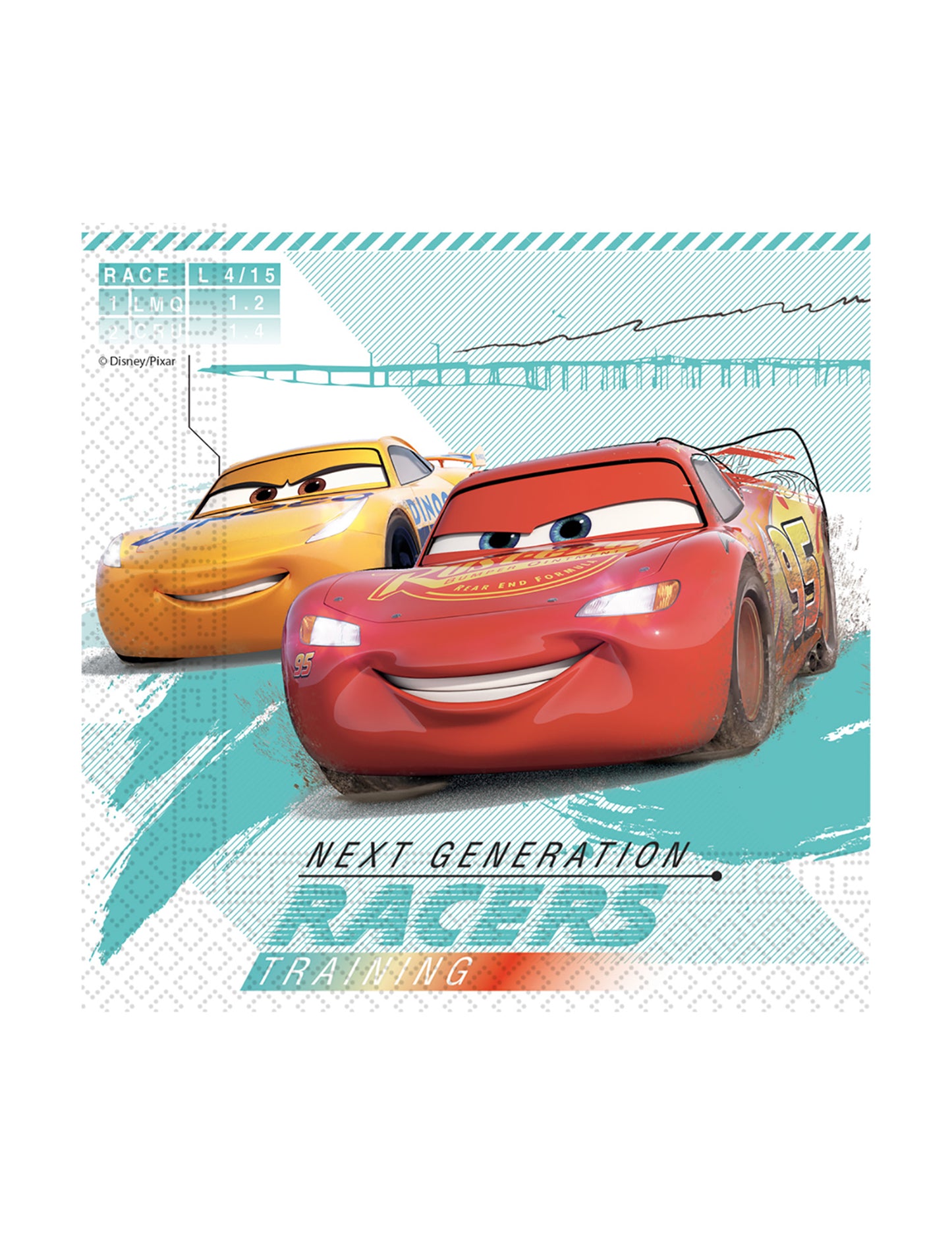 20 Serviettes en papier compostable Cars 3 33 x 33 cm