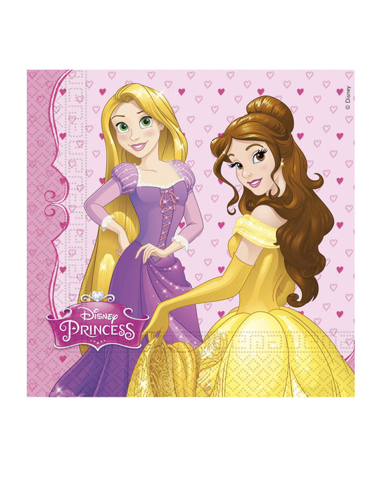 20 Serviettes en papier Princesses Disney c?urs 33 x 33 cm