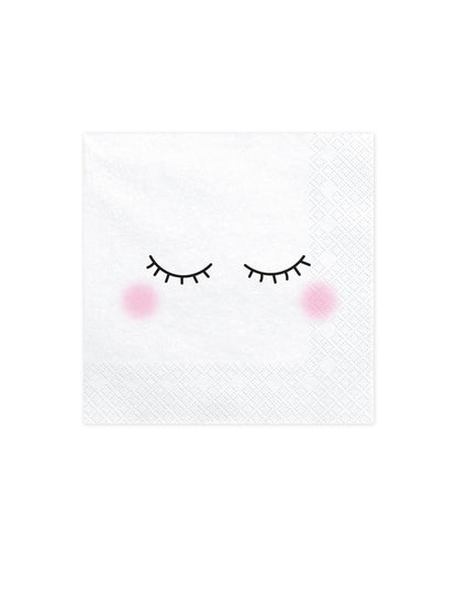 20 Serviettes en papier licorne blanches 33 x 33 cm