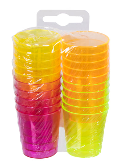20 Verres shots en plastique multicolores