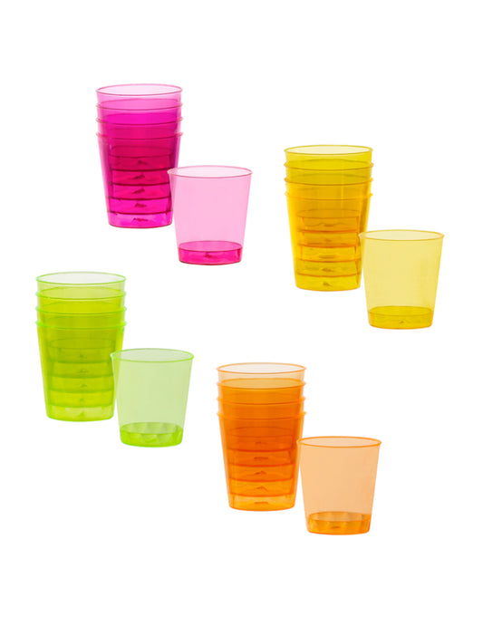 20 Verres shots en plastique multicolores