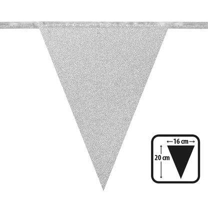 Guirlande Fanions Gris Pailletés 16cm - Décoration Fête