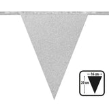 Guirlande Fanions Gris Pailletés 16cm - Décoration Fête