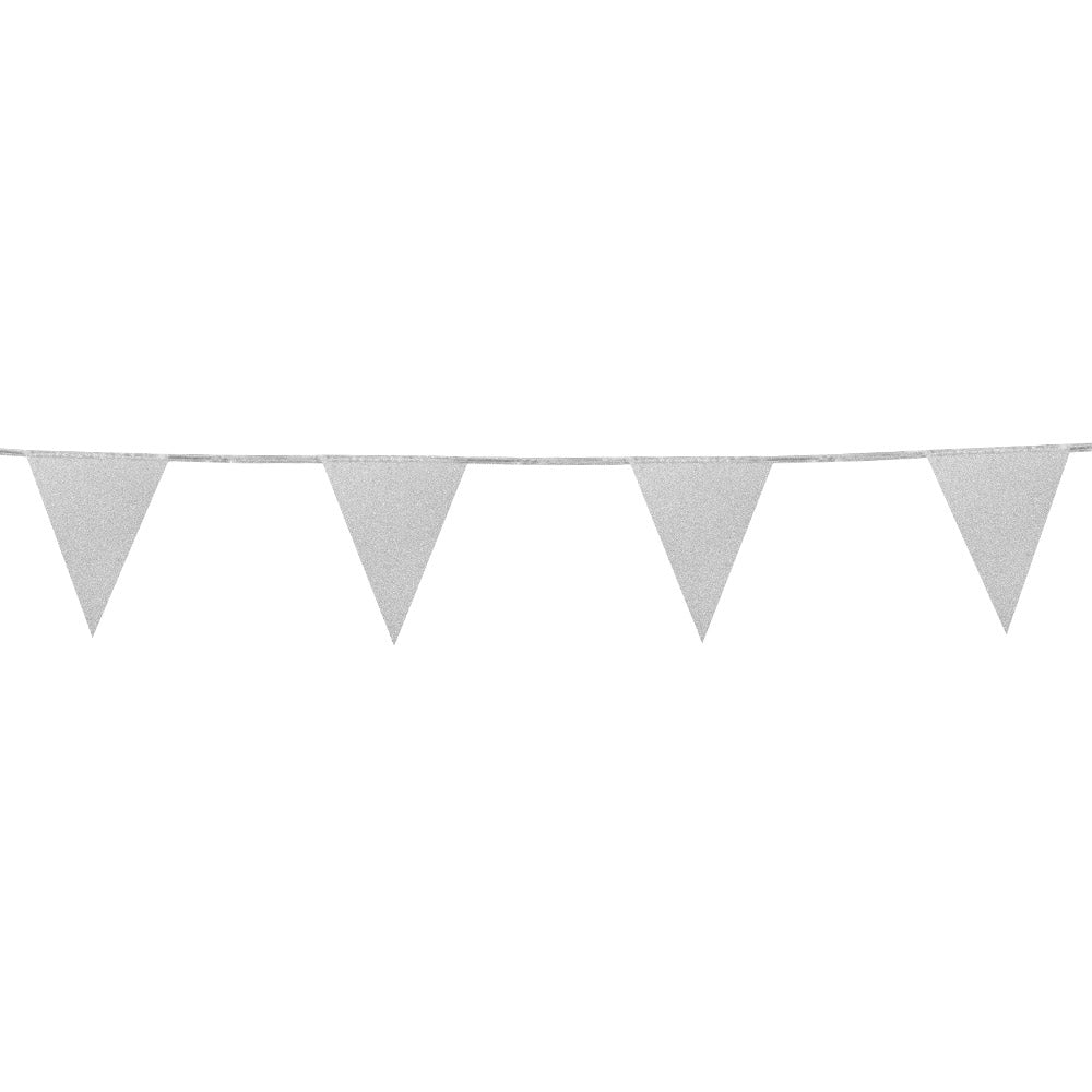 Guirlande Fanions Gris Pailletés 16cm - Décoration Fête