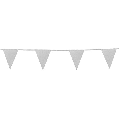 Guirlande Fanions Gris Pailletés 16cm - Décoration Fête