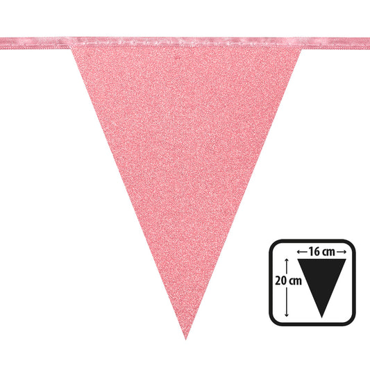 Guirlande Triangles Rose Paillettes 16cm - Décoration Fête