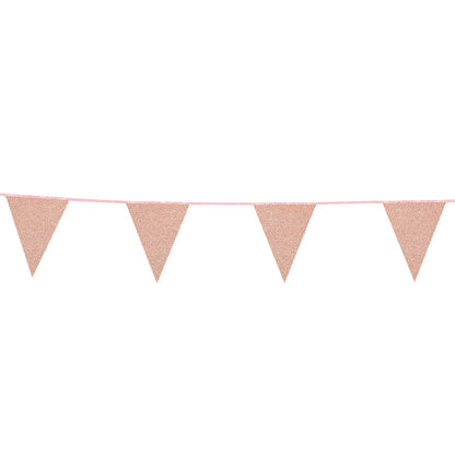 Guirlande Triangles Rose Paillettes 16cm - Décoration Fête
