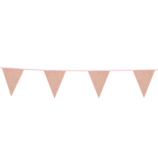 Guirlande Triangles Rose Paillettes 16cm - Décoration Fête