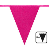 Guirlande Fanions Rose Fluo Paillettes 16cm x 20cm Fête