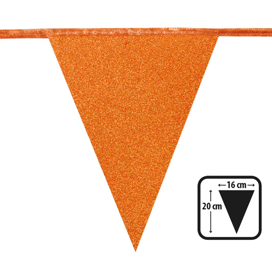 Guirlande Fanions Orange Paillettes 16x20 cm