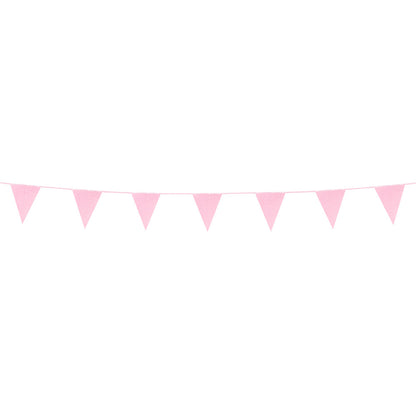 Guirlande Fanions Rose Poudré - 7 Drapeaux Triangulaires 16x20cm