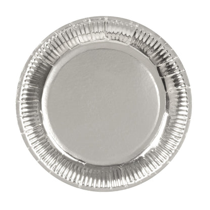 Assiettes Argentées Ondulées - Vaisselle Festive Réutilisable