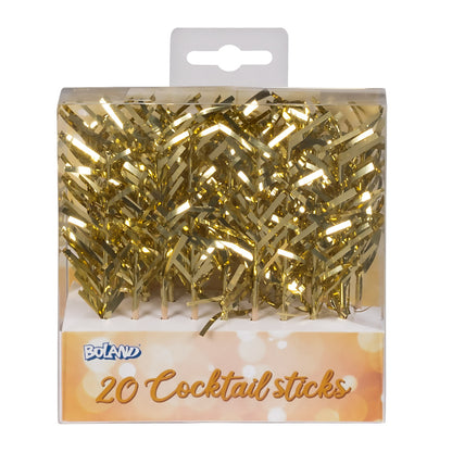 20 Bâtonnets Cocktail Paillettes Or - Décoration Soirée Festive