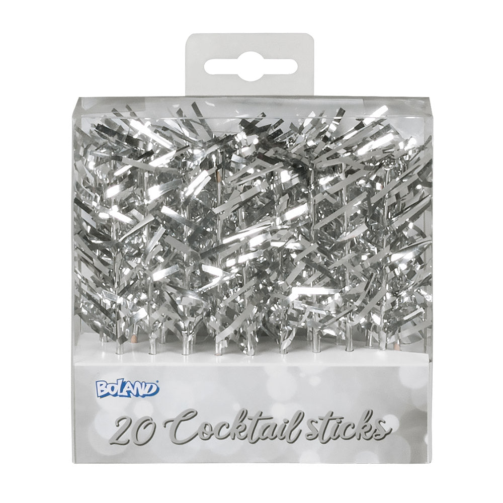 20 Bâtons Cocktail Argent - Décoration de Fête Brillante