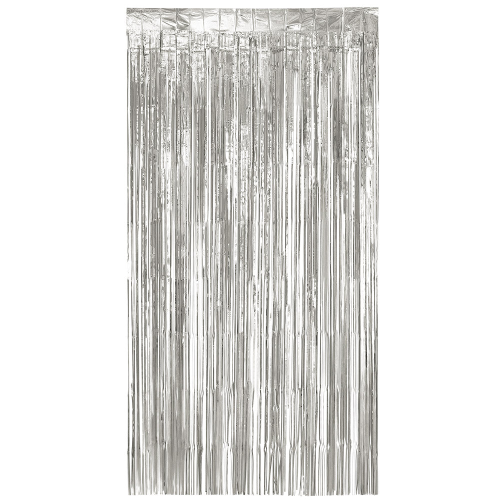 Rideau de Franges Argent 2x1m - Décoration Fête Étincelante