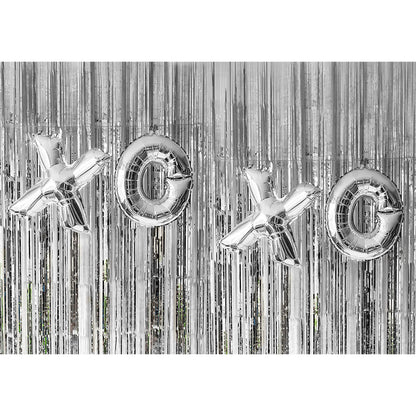 Rideau de Franges Argent 2x1m - Décoration Fête Étincelante