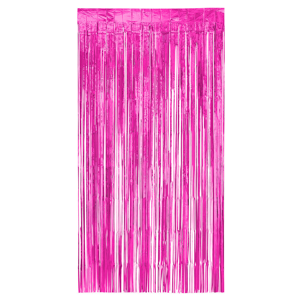 Rideau à Franges Métallisé Rose Fuchsia 2x1m