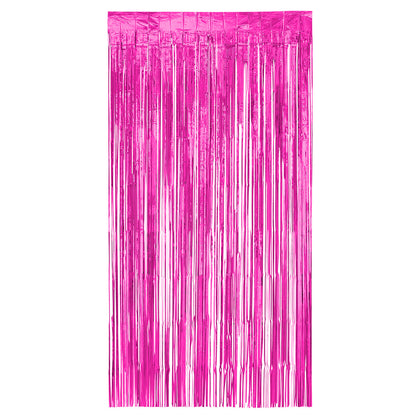 Rideau à Franges Métallisé Rose Fuchsia 2x1m