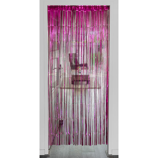 Rideau à Franges Métallisé Rose Fuchsia 2x1m
