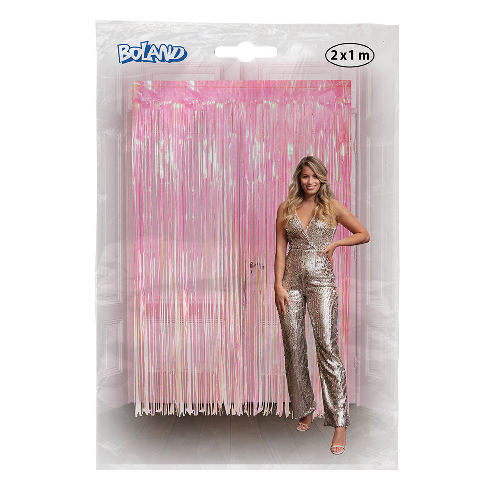 Rideau à Franges Métallisé Rose & Or - 2x1m
