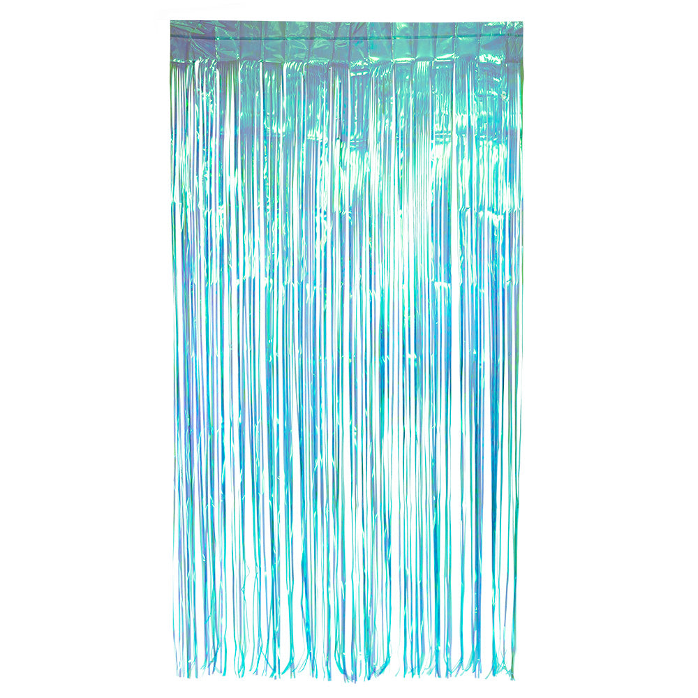 Rideau Lamé Holographique Turquoise 2x1m - Décoration Fête