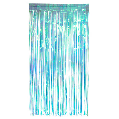 Rideau Lamé Holographique Turquoise 2x1m - Décoration Fête
