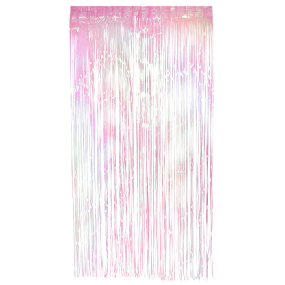 Rideau Frangé Rose et Blanc Iridé 2x1m - Décoration Fête