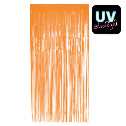 Rideau Frangé Orange Fluo 100x200cm - Déco Fête Spectaculaire