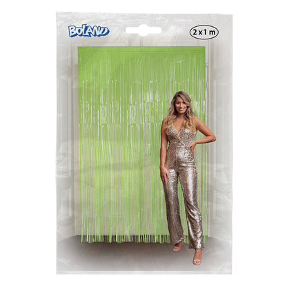 Rideau Lamelles Vert Fluo UV Blacklight 2x1m