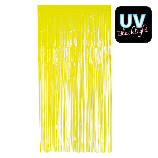Rideau à Franges Jaune Fluo UV Blacklight - 2x1m