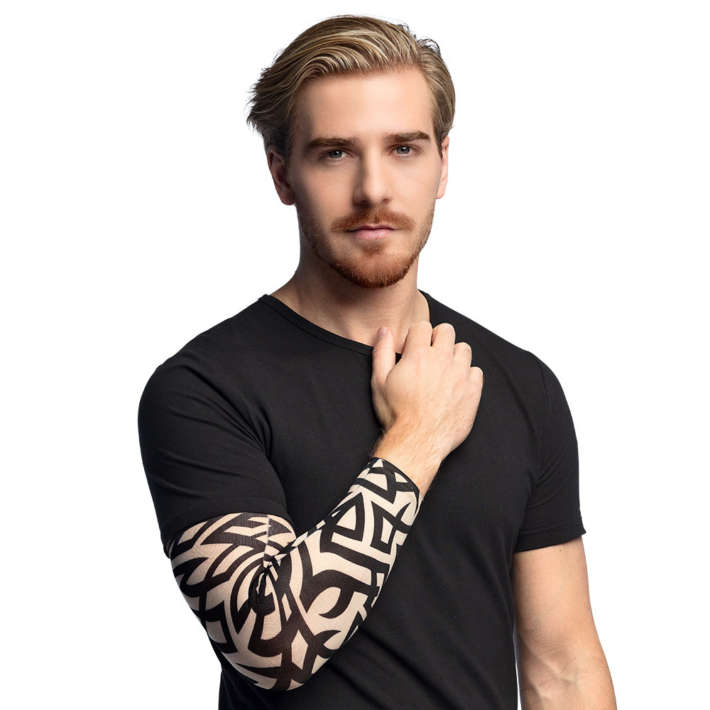 Manchettes Tatouage Tribal Noir et Beige - Accessoire