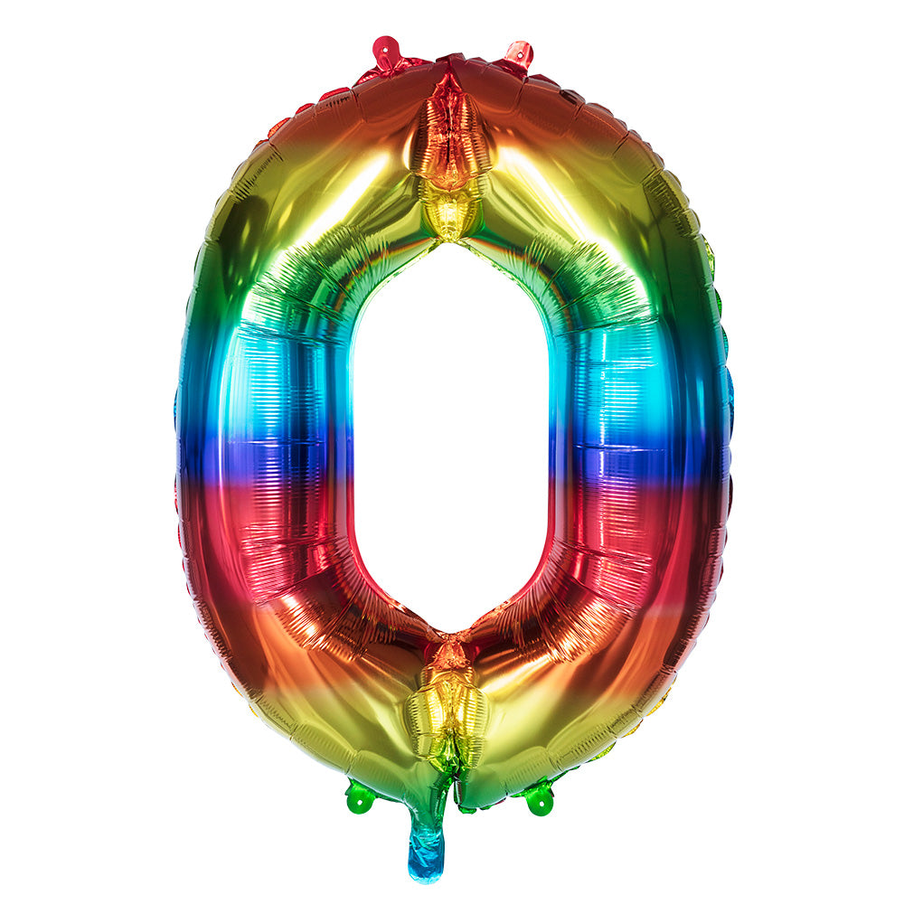 Ballon Chiffre 0 Arc-en-ciel 90 cm - Décoration Fête
