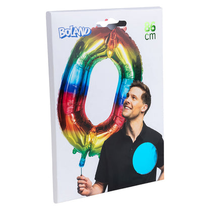 Ballon Chiffre 0 Arc-en-ciel 90 cm - Décoration Fête