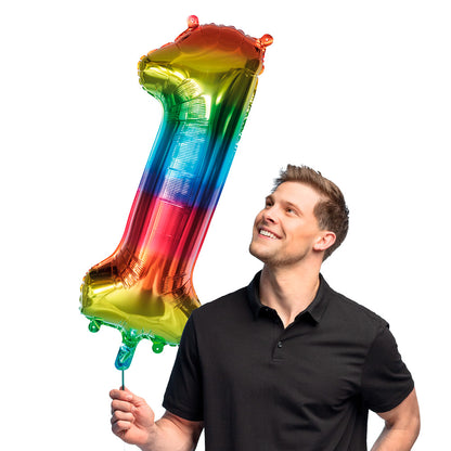 Ballon Chiffre 1 Arc-en-Ciel 90cm - Fête et Anniversaire