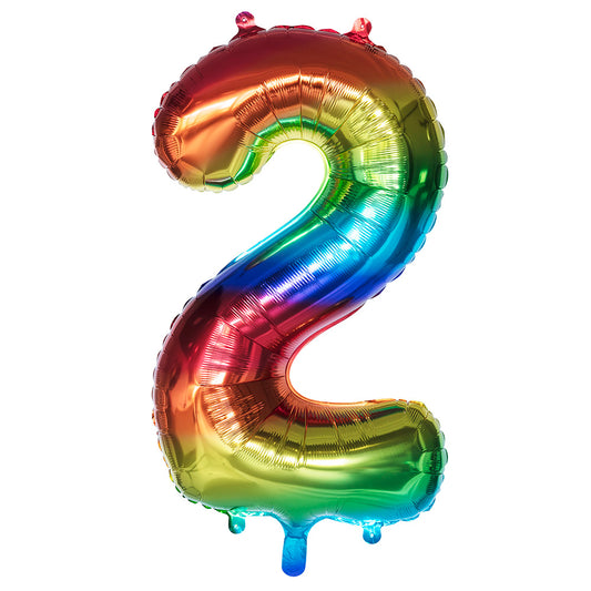 Ballon Chiffre 2 Arc-en-ciel - Géant 86cm