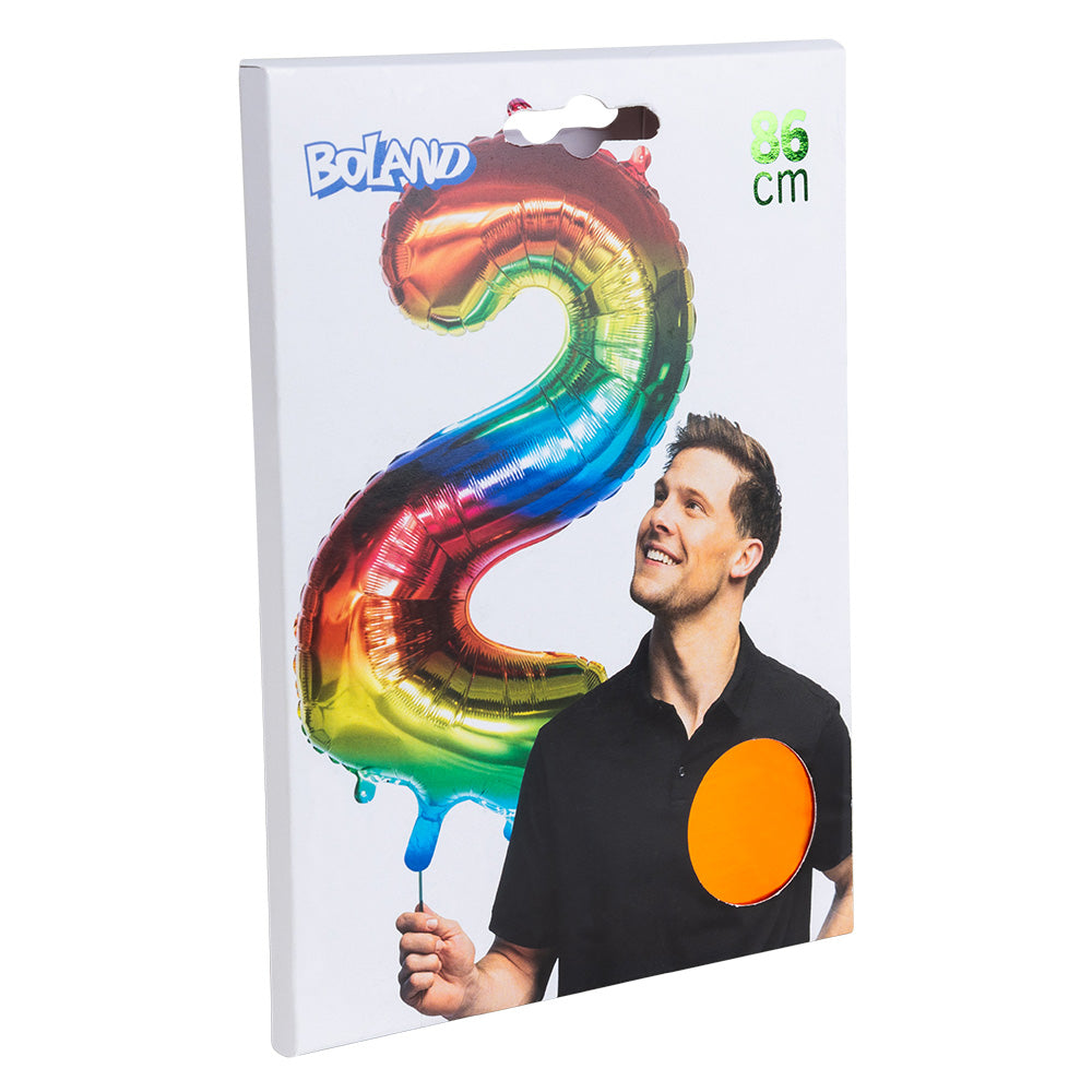 Ballon Chiffre 2 Arc-en-ciel - Géant 86cm