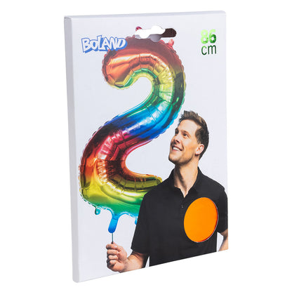 Ballon Chiffre 2 Arc-en-ciel - Géant 86cm