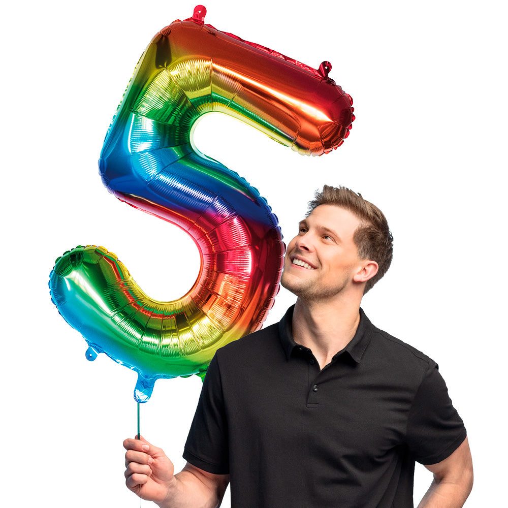 Ballon Chiffre 5 Arc-en-Ciel Géant - 63cm Hélium