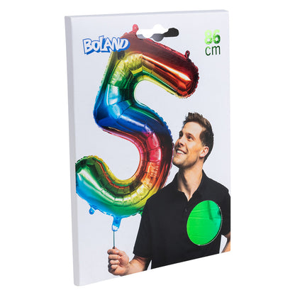 Ballon Chiffre 5 Arc-en-Ciel Géant - 63cm Hélium