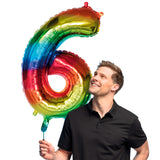 Ballon Chiffre 6 Arc-en-ciel 63cm - Géant Hélium
