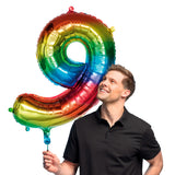 Ballon Géant Chiffre 9 Arc-en-ciel - 86cm Hélium
