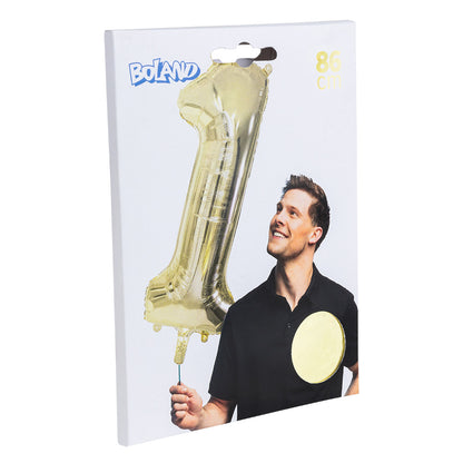 Ballon Hélium Chiffre 1 Or - 85cm pour Anniversaire