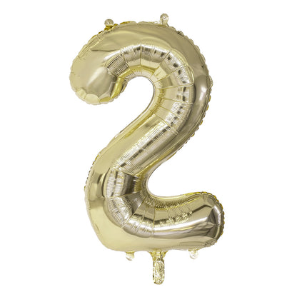 Ballon Chiffre 2 Or 86cm - Décoration Anniversaire XXL