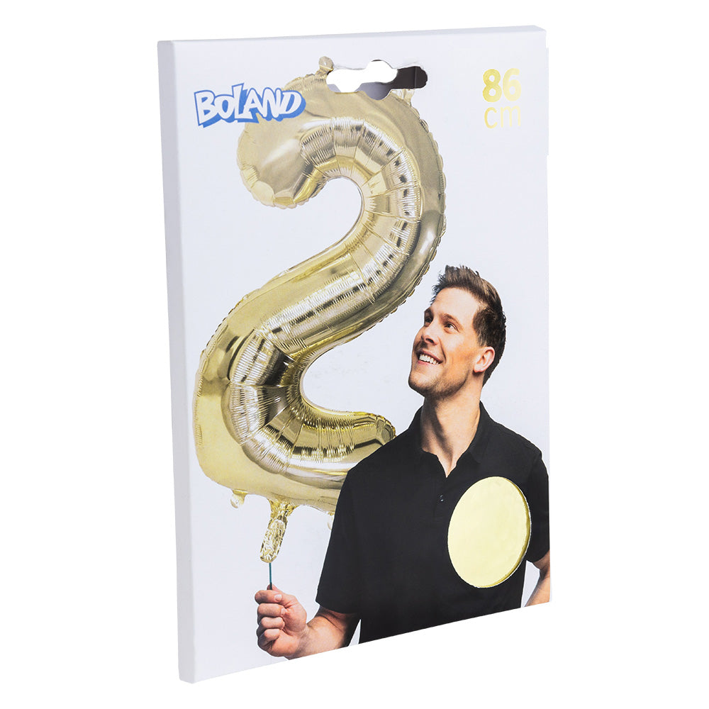Ballon Chiffre 2 Or 86cm - Décoration Anniversaire XXL