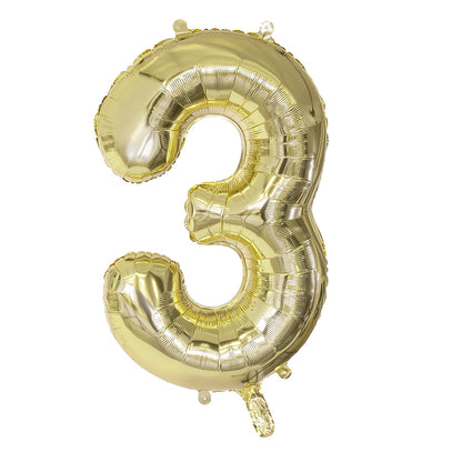 Ballon Chiffre 3 Or 86cm - Fête et Anniversaire