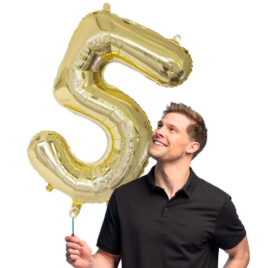 Ballon Chiffre 5 Or 85cm - Décoration Fête Anniversaire
