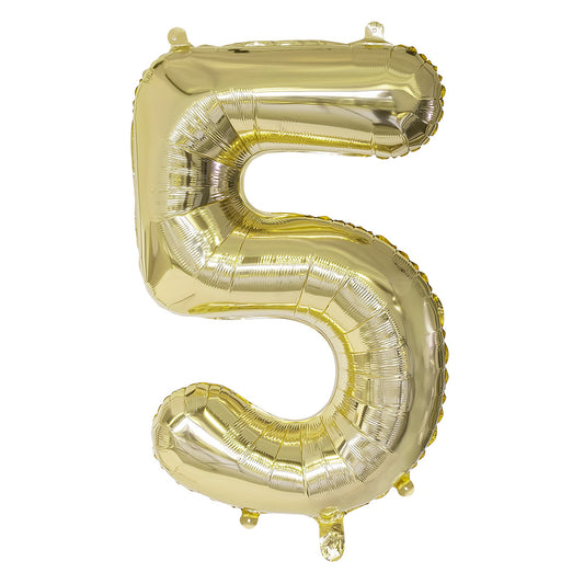 Ballon Chiffre 5 Or 85cm - Décoration Fête Anniversaire
