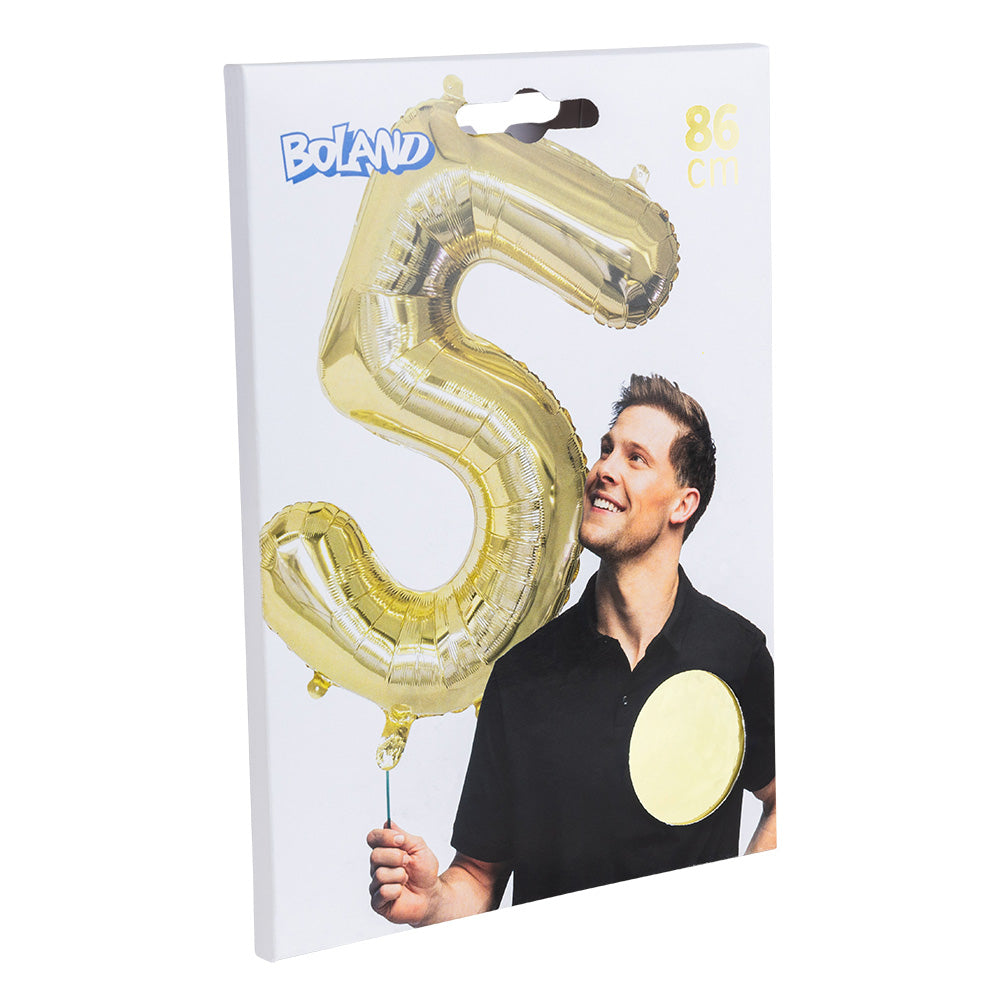 Ballon Chiffre 5 Or 85cm - Décoration Fête Anniversaire