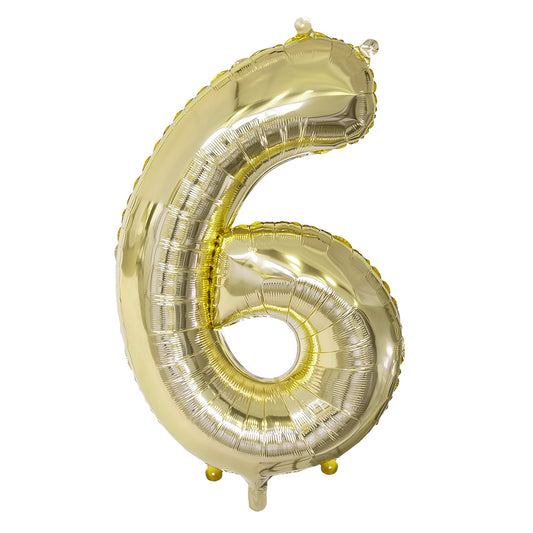 Ballon Chiffre 6 Géant 86cm Or - Décoration Anniversaire