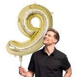 Ballon Chiffre 9 Or 86cm - Décoration Anniversaire et Fête